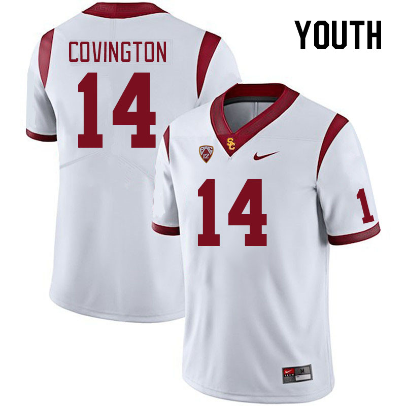 Youth #14 Jacobe Covington USC Trojans College Football Jerseys Stitched Sale-White